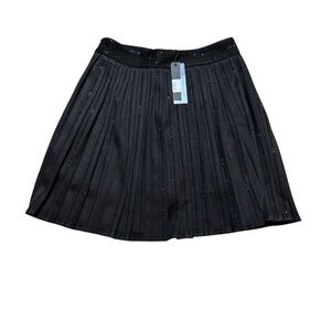 ✨ Nylon Apparel Black Rhinestone Pleated Mini Skirt‎ Sparkle Party S NWT ✨